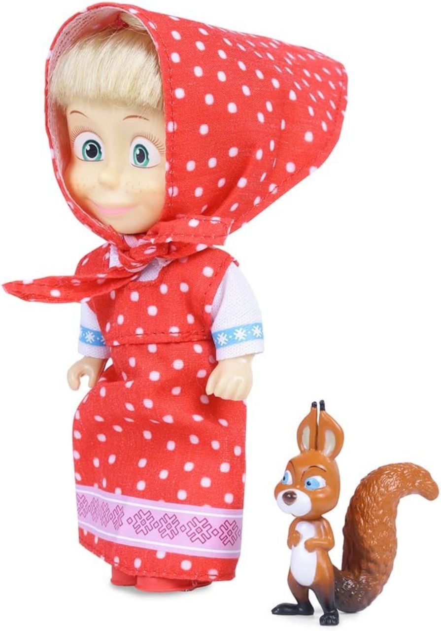 Masha and the Bear 12 Cm Toy Doll | Famous Cartoon | Ideal Gift Set for Girls Kids (Masha with Animal - RED) view 3