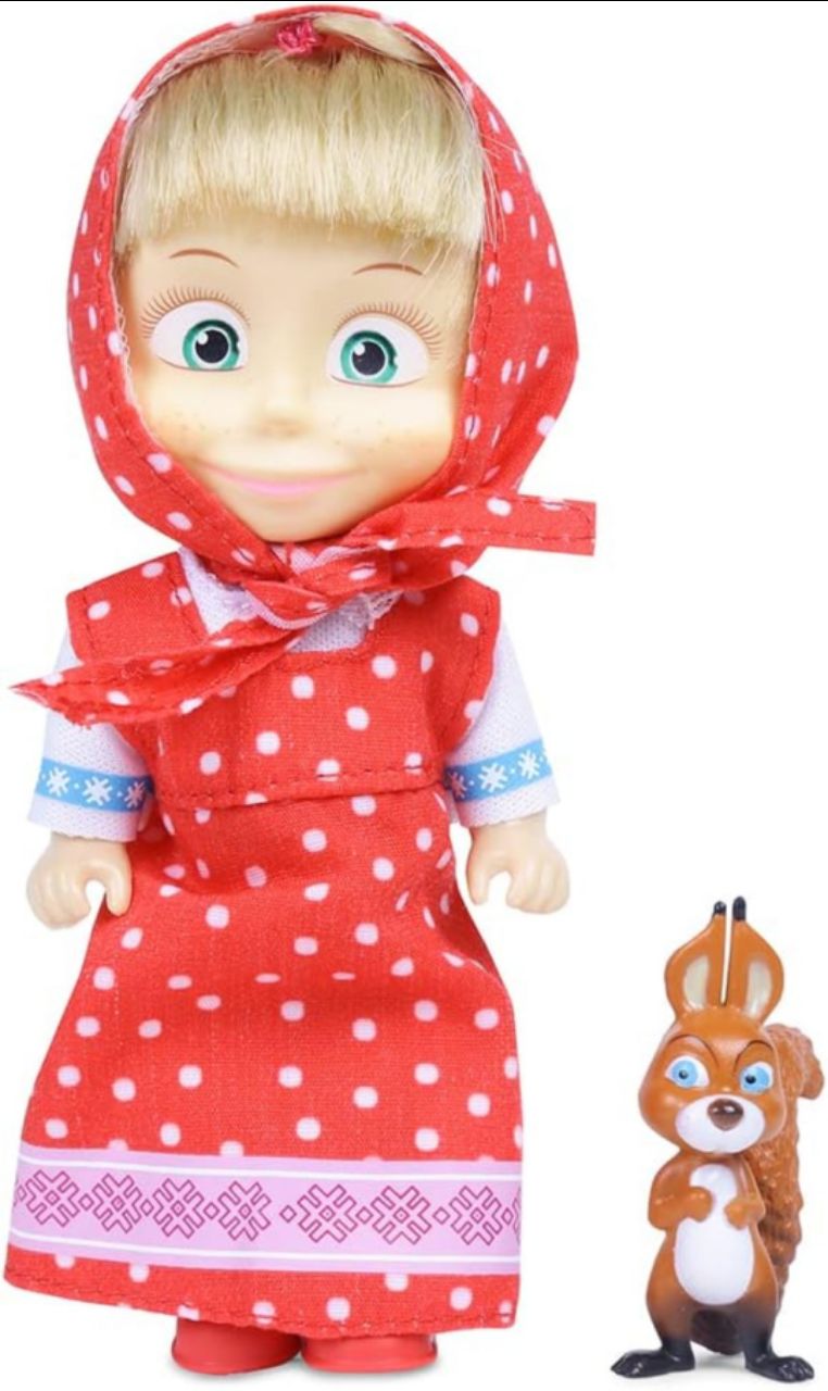 Masha and the Bear 12 Cm Toy Doll | Famous Cartoon | Ideal Gift Set for Girls Kids (Masha with Animal - RED) view 4