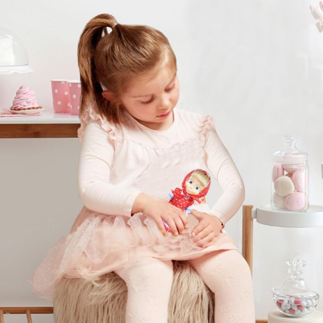 Masha and the Bear 12 Cm Toy Doll | Famous Cartoon | Ideal Gift Set for Girls Kids (Masha with Animal - RED) view 7
