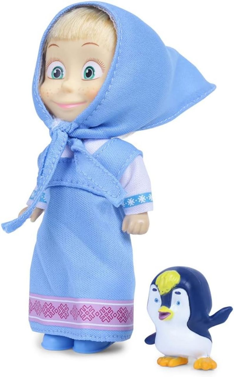 Masha and the Bear 12 Cm Toy Doll | Famous Cartoon | Ideal Gift Set for Girls Kids (Masha with Animal - Blue) view 2