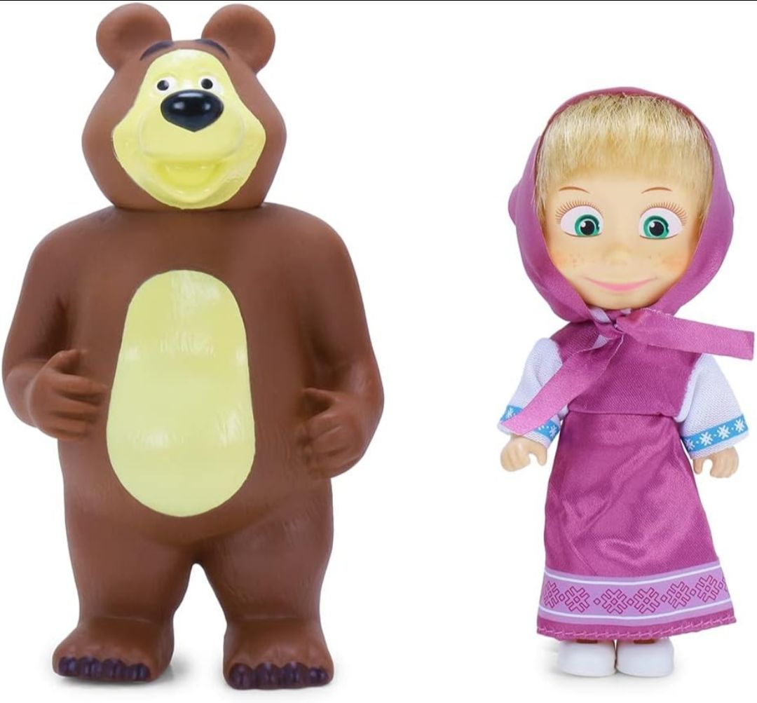 Masha and the Bear 12 Cm Toy Doll | Famous Cartoon | Ideal Gift Set for Girls Kids (Masha with Bear - Purple) view 2