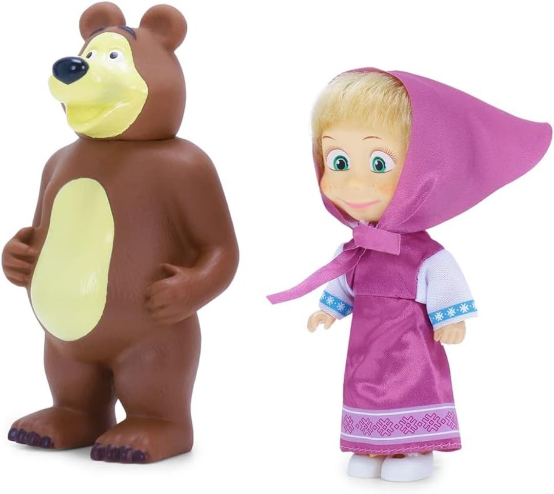 Masha and the Bear 12 Cm Toy Doll | Famous Cartoon | Ideal Gift Set for Girls Kids (Masha with Bear - Purple) view 4