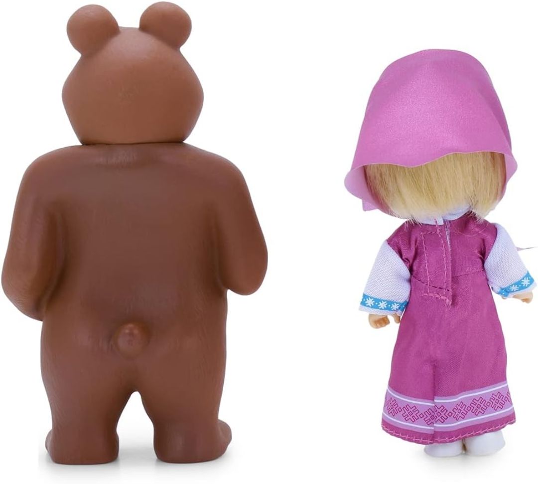 Masha and the Bear 12 Cm Toy Doll | Famous Cartoon | Ideal Gift Set for Girls Kids (Masha with Bear - Purple) view 3