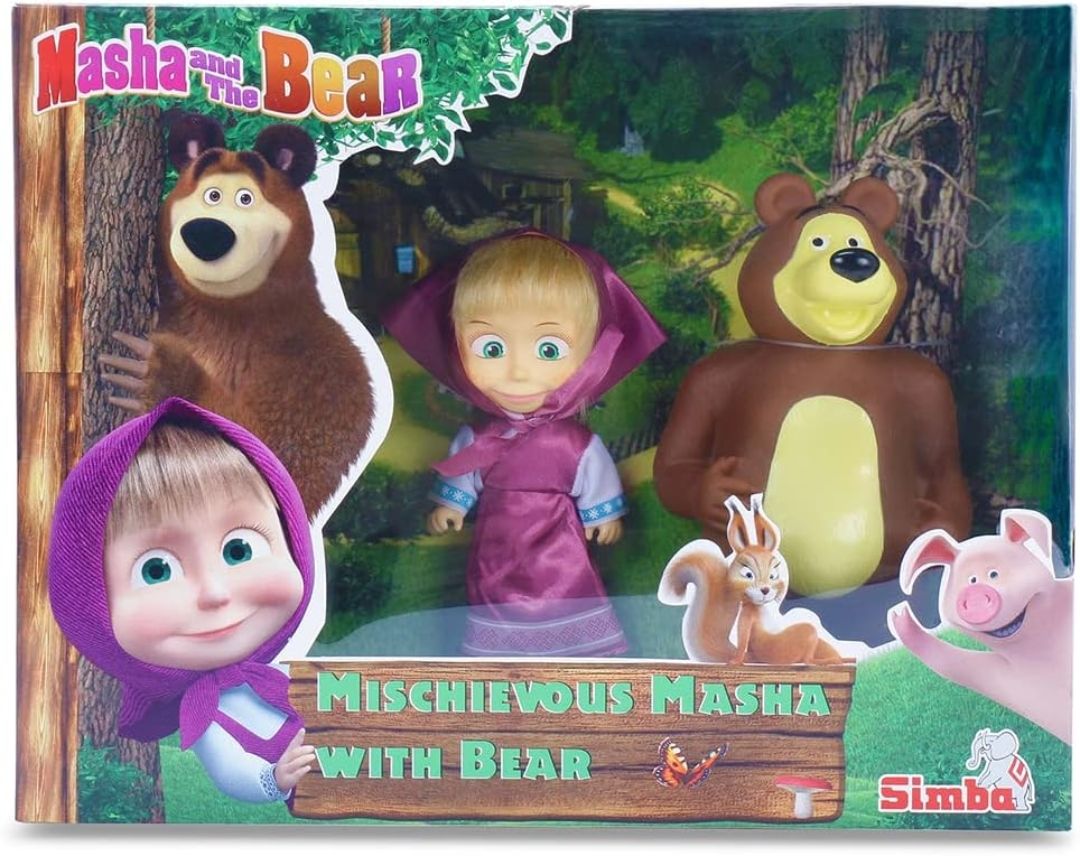 Masha and the Bear 12 Cm Toy Doll | Famous Cartoon | Ideal Gift Set for Girls Kids (Masha with Bear - Purple) view 5