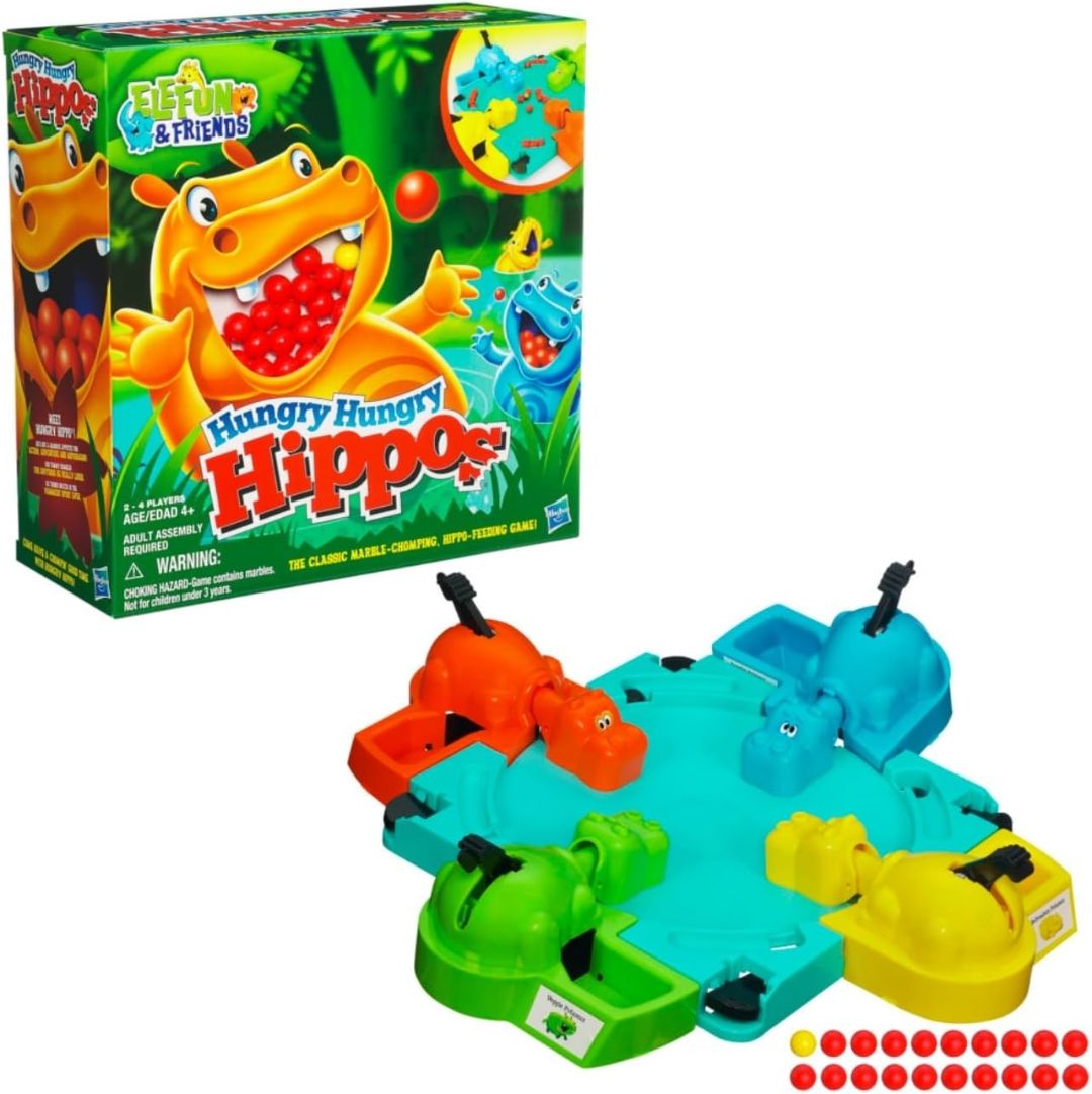Hasbro Gaming Hungry Hungry Hippos Game, Fun Board Game for Kids, Game for Boys and Girls Ages 4 Years Old and Up, Gift for Kids & Families