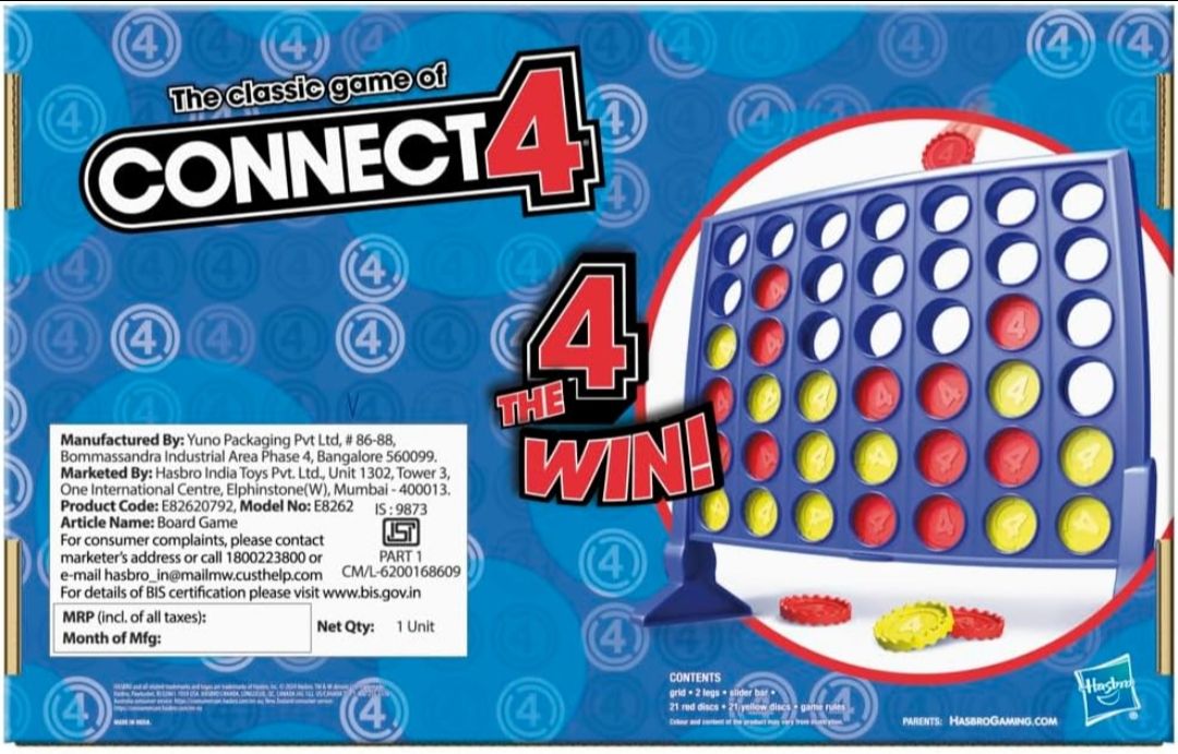 Hasbro Gaming the Classic Game of Connect 4, Grid, Get 4 In A Row Strategy Game for 2 Players Ages 6 & Up, Multicolor view 6