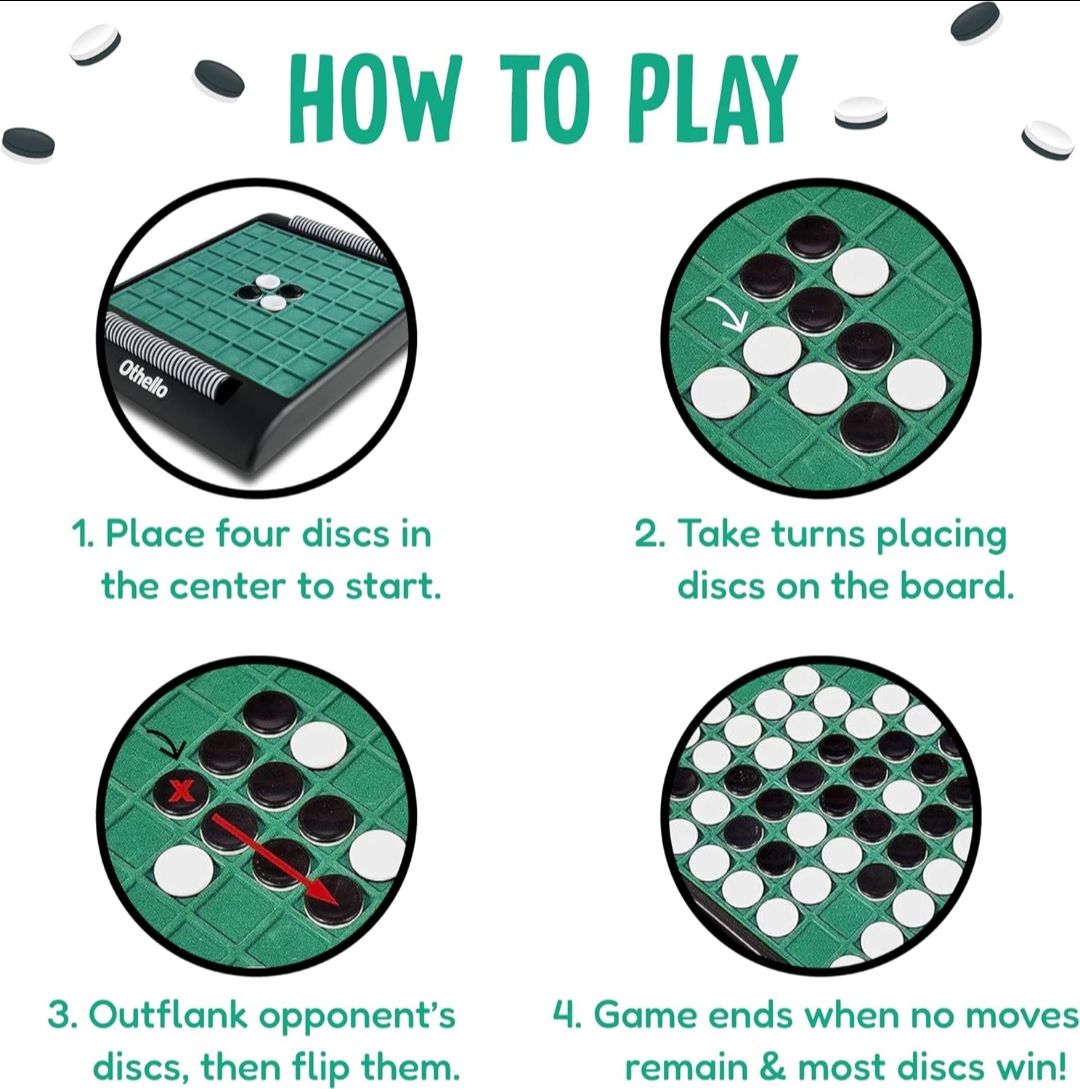 Funskool Othello Classic, Strategy Game, Board Game for Kids, Adults, Families, Educational, Fun, 2 Players, Family Fun, Learning Activity Toy for Childrens, Gift Set for Kid, Ages 7+ Years view 4