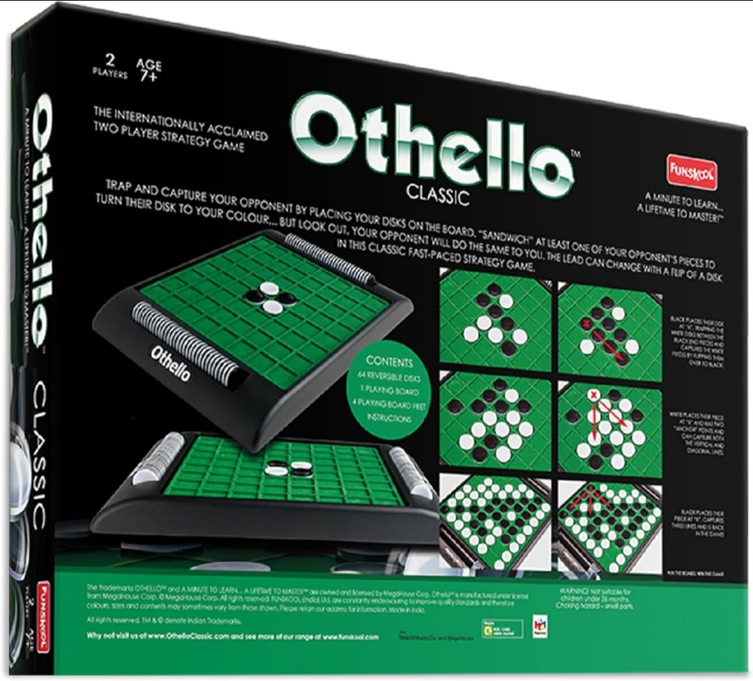 Funskool Othello Classic, Strategy Game, Board Game for Kids, Adults, Families, Educational, Fun, 2 Players, Family Fun, Learning Activity Toy for Childrens, Gift Set for Kid, Ages 7+ Years view 9
