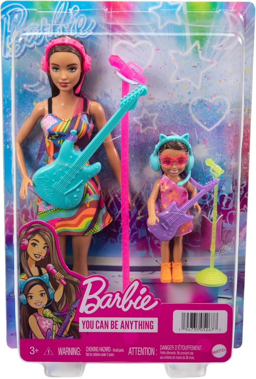 Barbie® Dolls & Accessories, Sisters Pop Star-Themed Playset, and Chelsea™ Dolls with Musical Pieces, Toy Gift for Kids