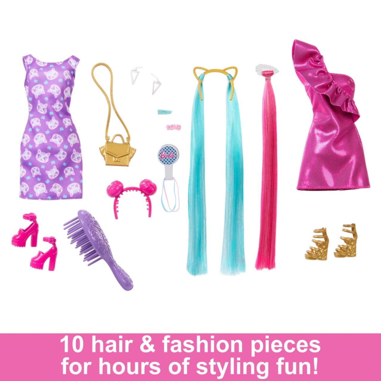 Barbie Fun & Fancy Hair Doll With Extra-Long Colorful Blonde Hair And Styling Accessories view 4