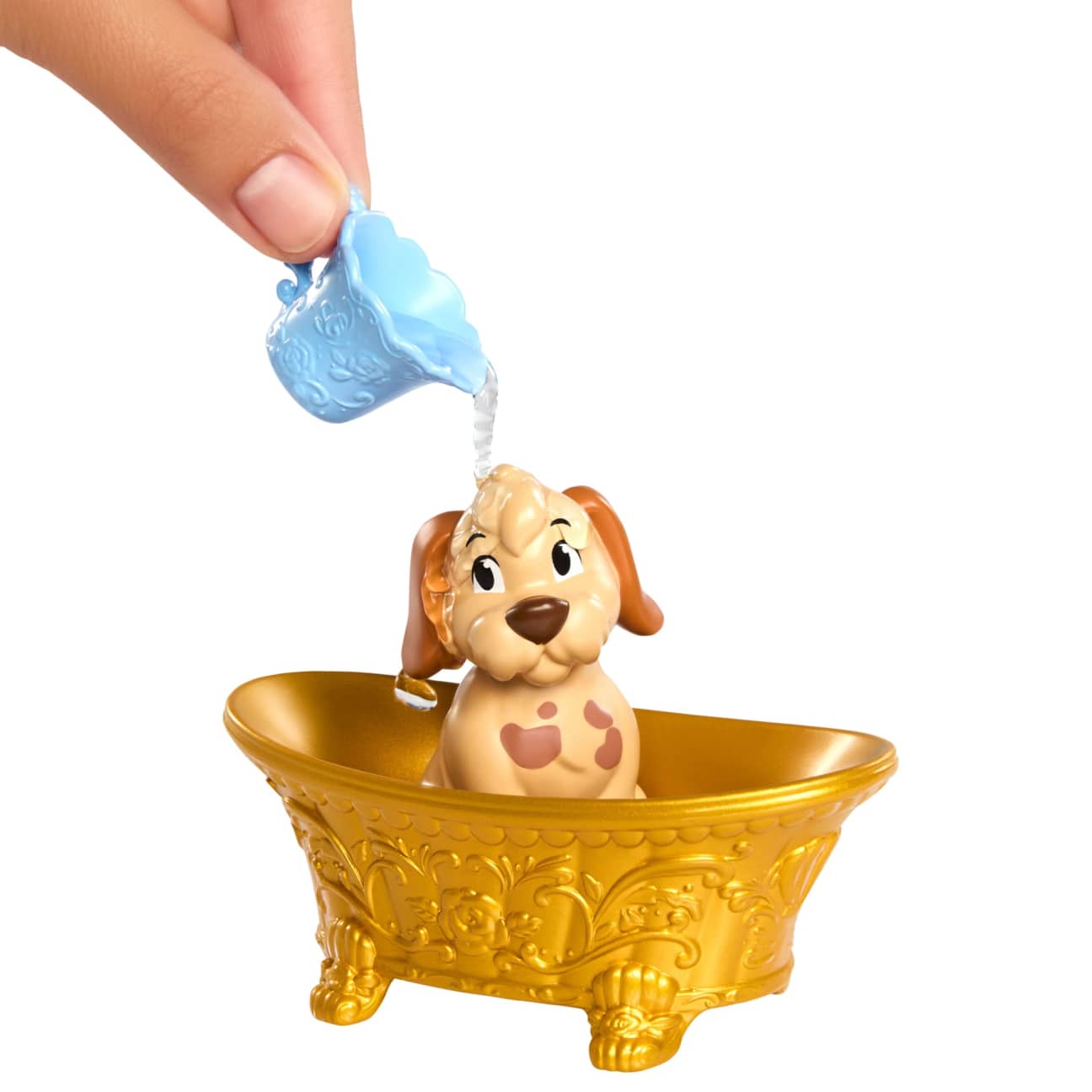 Disney Princess Bathe & Brush Belle Fashion Doll & Dog Figure With Color Change & Accessories view 5