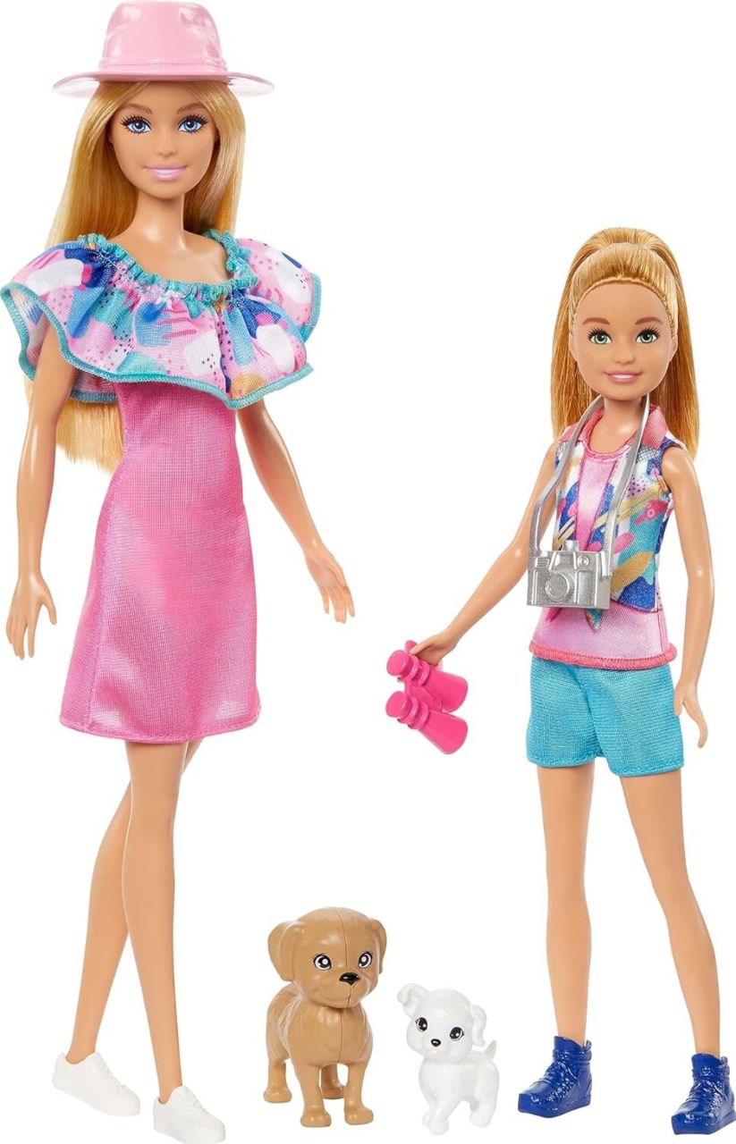 Barbie & Stacie Doll Set with 2 Pet Dogs & Accessories, Dolls with Blonde Hair & Blue Eyes, Summer Clothes view 2