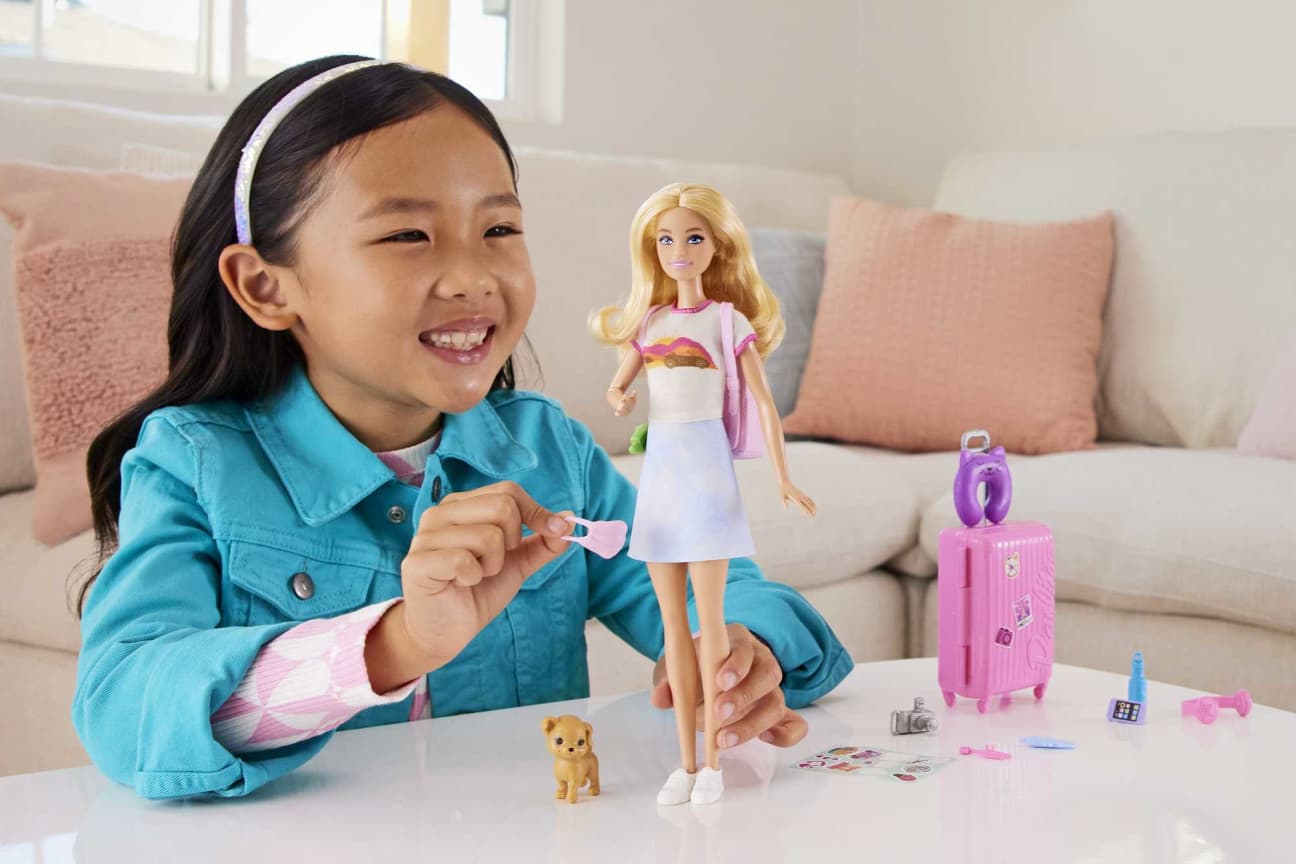 Barbie Doll And Accessories, 'Malibu' Travel Set With Puppy And 10+ Pieces Including Working Suitcase view 2