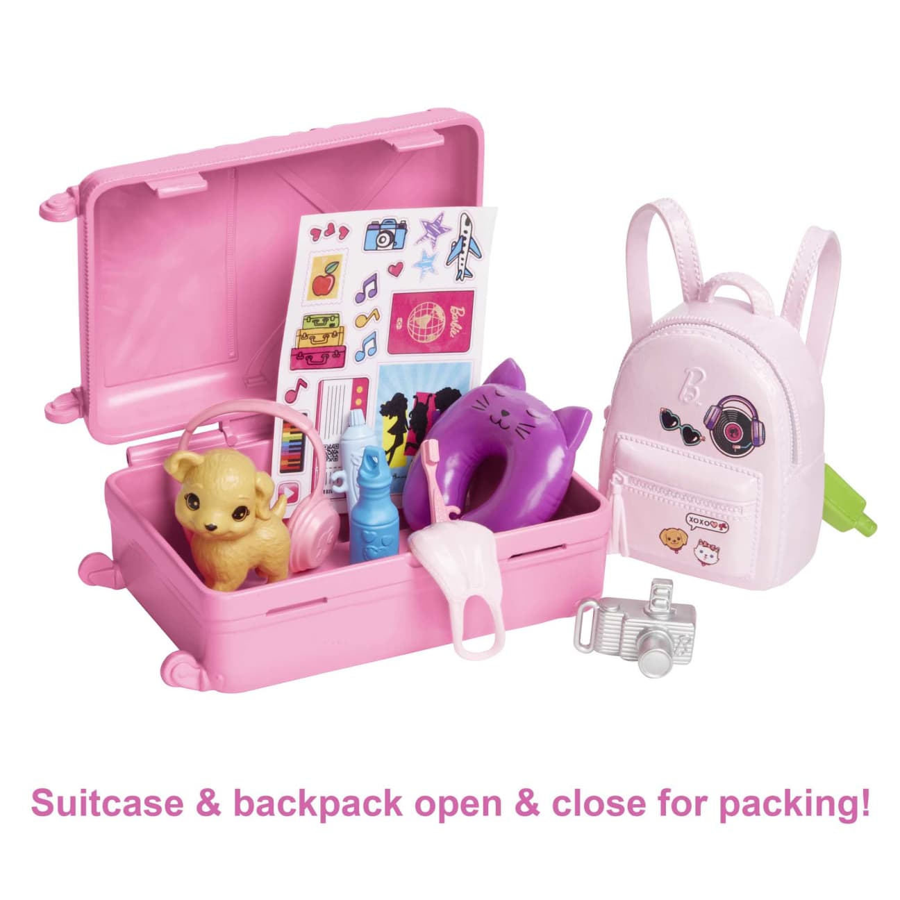 Barbie Doll And Accessories, 'Malibu' Travel Set With Puppy And 10+ Pieces Including Working Suitcase view 3
