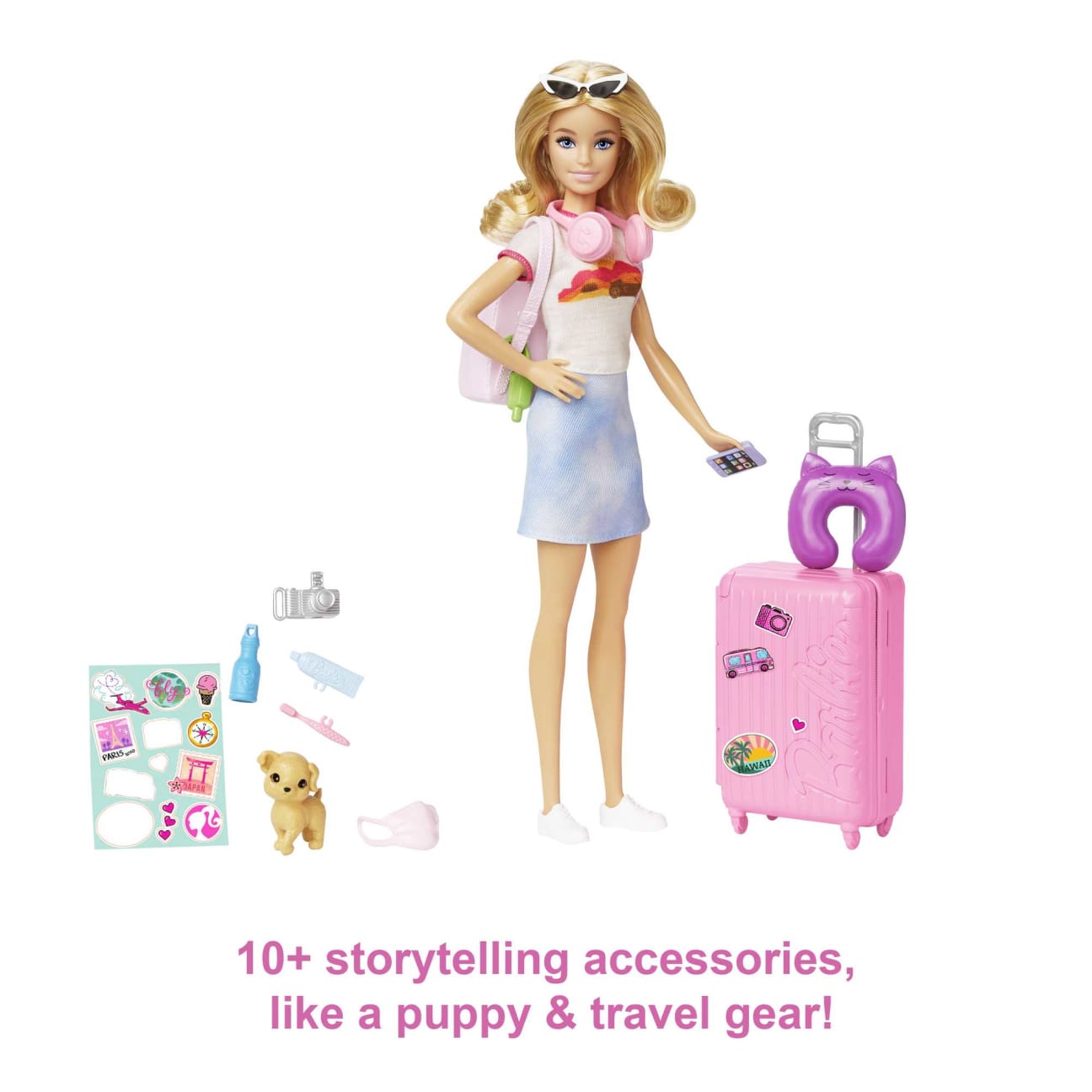Barbie Doll And Accessories, 'Malibu' Travel Set With Puppy And 10+ Pieces Including Working Suitcase view 4