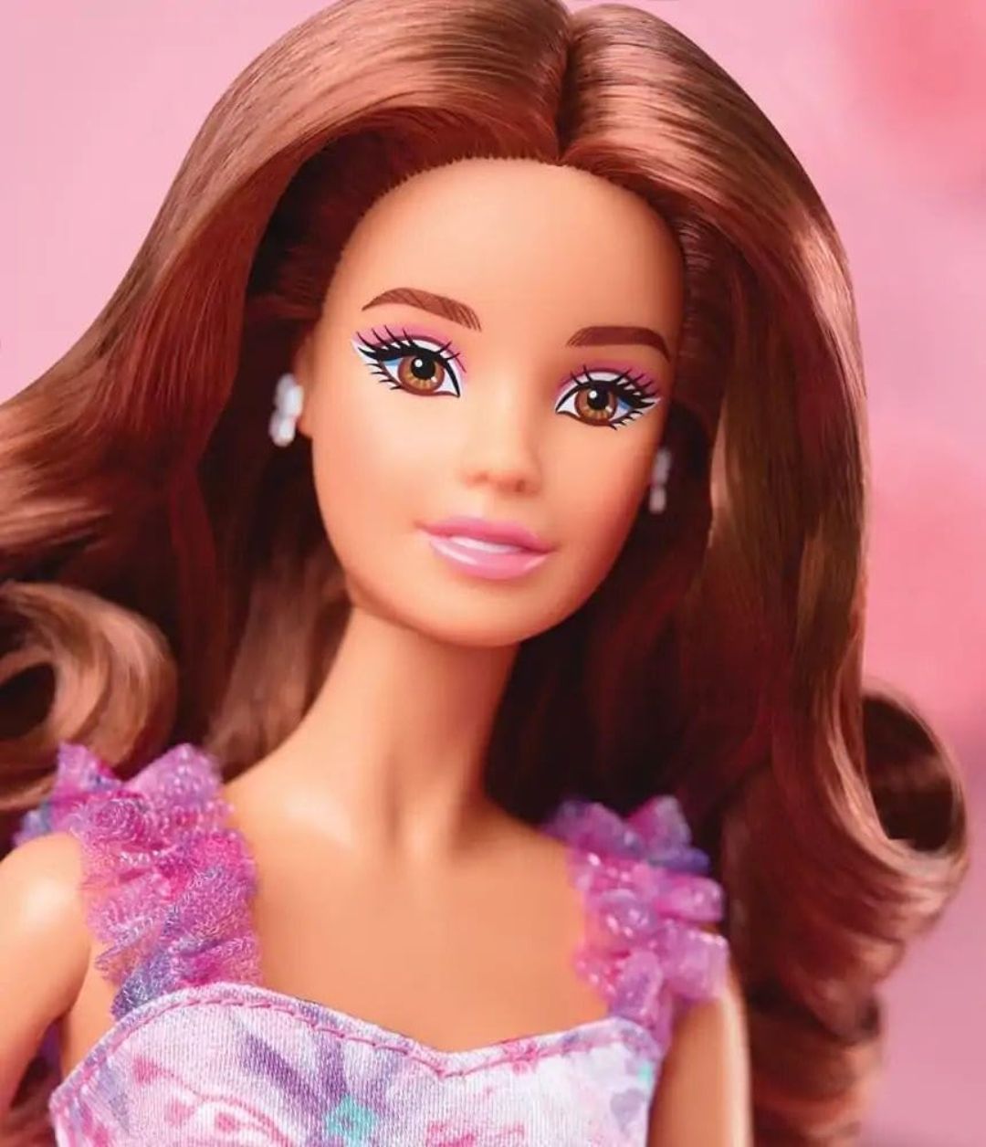 Barbie Signature Birthday Wishes Doll, Collectible in Satiny Lilac Dress with Wavy Brown Hair and Giftable Packaging view 7
