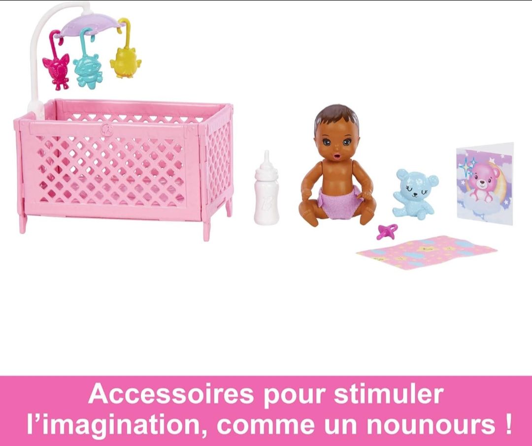 Barbie Skipper Babysitters Inc.™ Crib Playset with Latina Friend Doll, Baby Doll with Sleepy Eyes, Furniture and Themed Accessories view 4