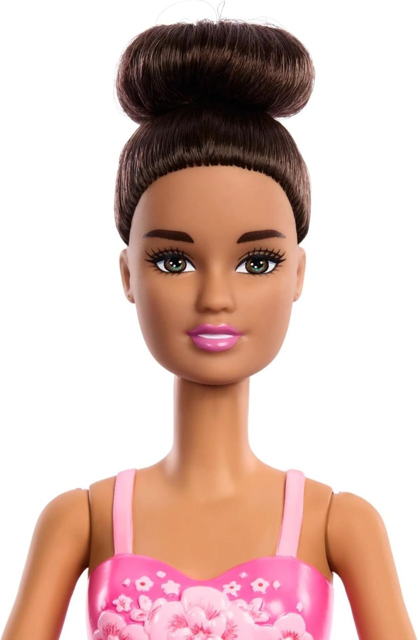 Barbie Ballerina Doll, Brunette Fashion Doll Wearing Pink Removable Tutu, Posed with Ballet Arms & “en Pointe” Toe Shoes view 3