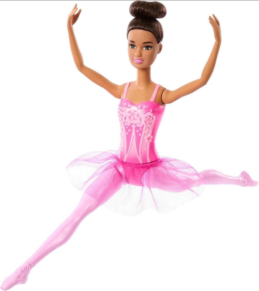Barbie Ballerina Doll, Brunette Fashion Doll Wearing Pink Removable Tutu, Posed with Ballet Arms & “en Pointe” Toe Shoes view 2