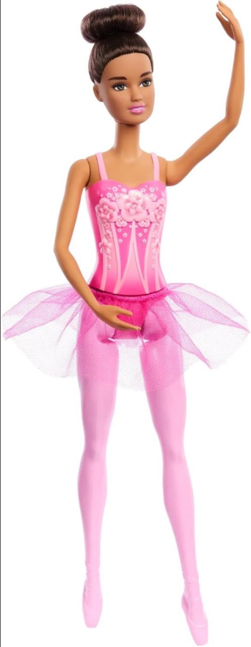 Barbie Ballerina Doll, Brunette Fashion Doll Wearing Pink Removable Tutu, Posed with Ballet Arms & “en Pointe” Toe Shoes view 4