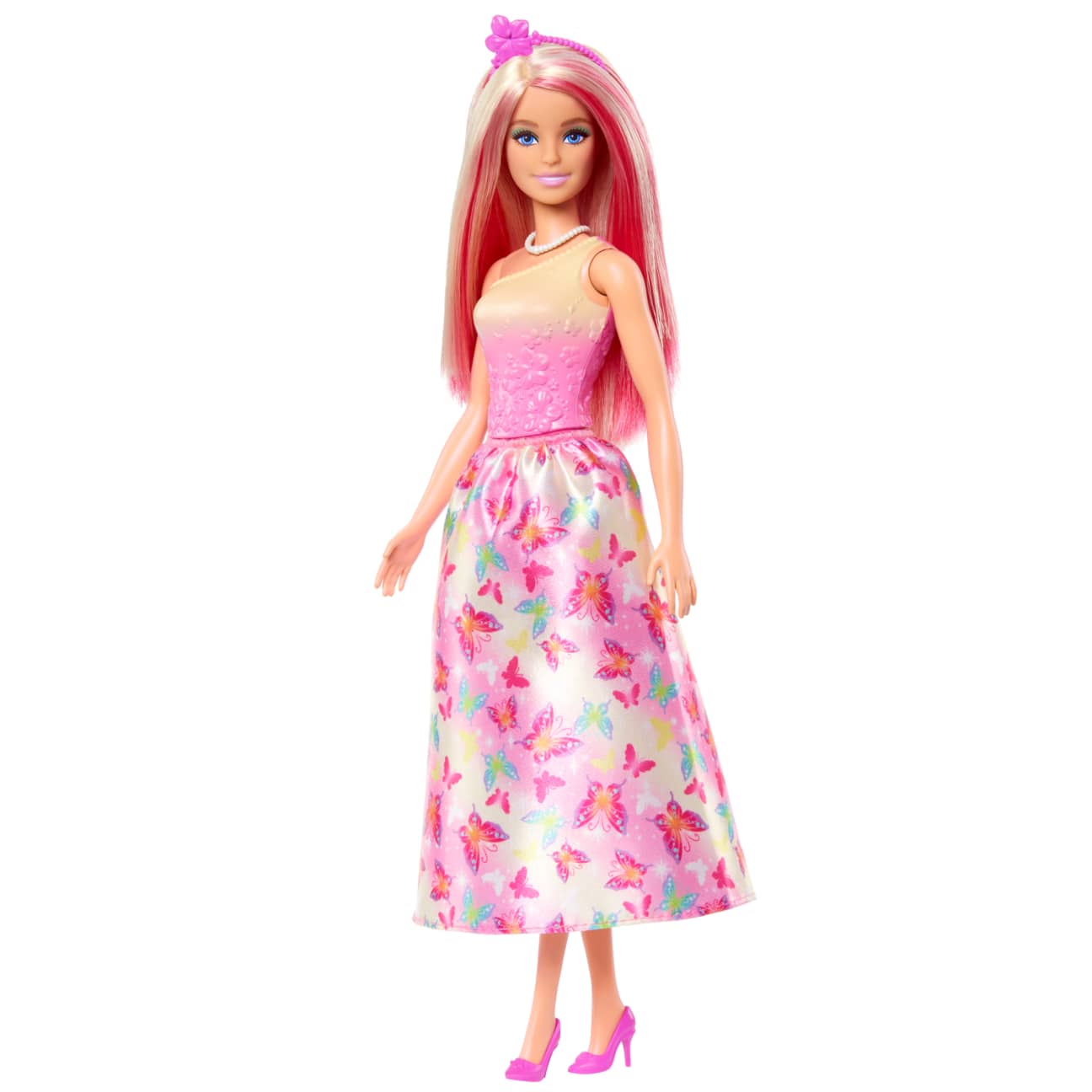 Barbie Royal Doll With Pink And Blonde Hair, Butterfly-Print Skirt And Accessories view 4