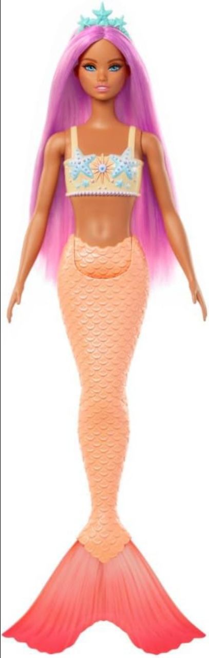 Barbie Mermaid Doll 3 with Fantasy Hair and Headband Accessories, Mermaid Toys with Shell-Inspired Bodices and Colorful Tails view 2