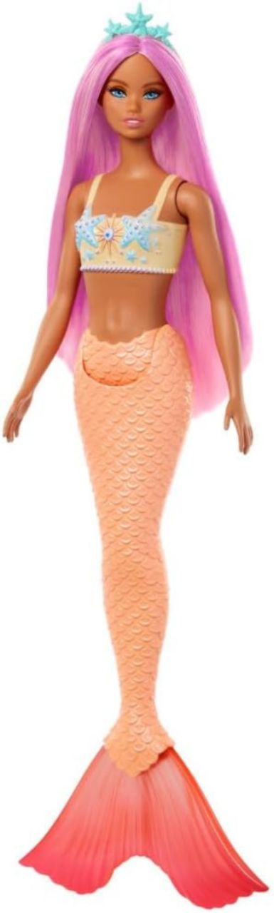 Barbie Mermaid Doll 3 with Fantasy Hair and Headband Accessories, Mermaid Toys with Shell-Inspired Bodices and Colorful Tails view 6