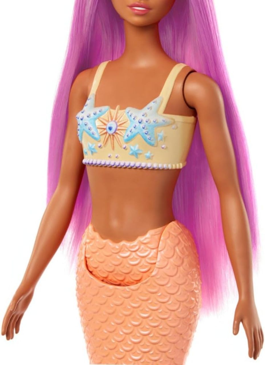 Barbie Mermaid Doll 3 with Fantasy Hair and Headband Accessories, Mermaid Toys with Shell-Inspired Bodices and Colorful Tails view 3