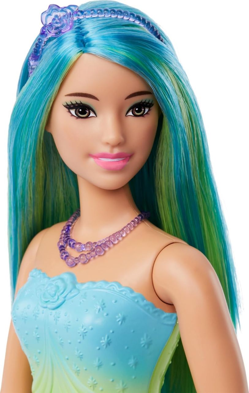 Barbie Royal Doll with Pink and Blonde Fantasy Hair, Colorful Accessories, Pink Ombre Bodice and Butterfly-Print Skirt view 3