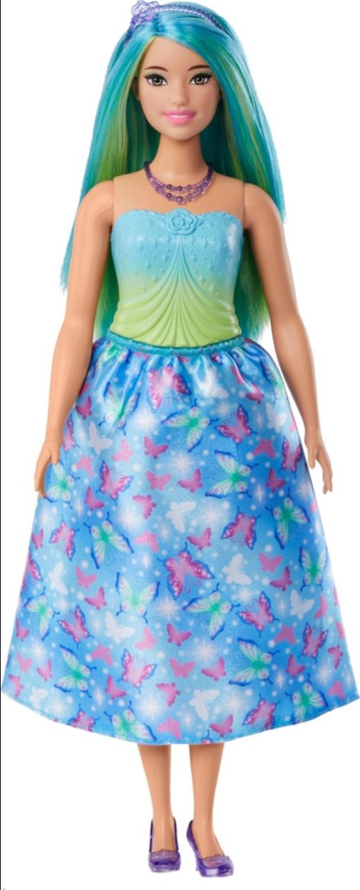 Barbie Royal Doll with Pink and Blonde Fantasy Hair, Colorful Accessories, Pink Ombre Bodice and Butterfly-Print Skirt view 6
