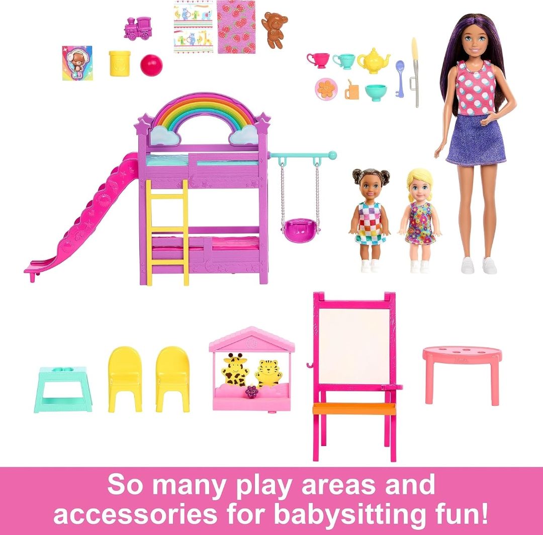 Barbie Skipper Babysitters Inc.™ Ultimate Daycare Playset with 3 Dolls, Furniture & 15+ Accessories, Includes Bunk Beds & Color-Change Easel view 4