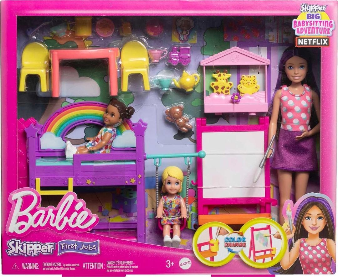 Barbie Skipper Babysitters Inc.™ Ultimate Daycare Playset with 3 Dolls, Furniture & 15+ Accessories, Includes Bunk Beds & Color-Change Easel