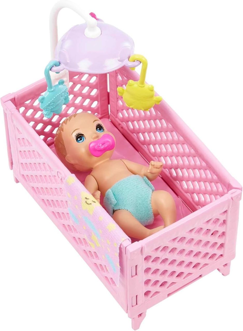 Barbie Skipper Babysitters Inc Crib Toy Playset with Skipper Doll, Baby Doll with Sleepy Eyes, Furniture Accessories.
40%
off view 5