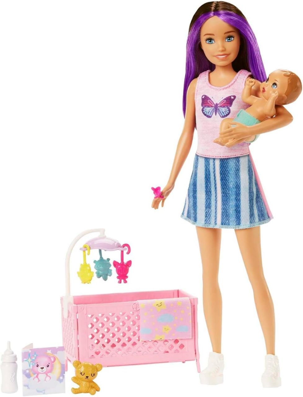 Barbie Skipper Babysitters Inc Crib Toy Playset with Skipper Doll, Baby Doll with Sleepy Eyes, Furniture Accessories.
40%
off view 2