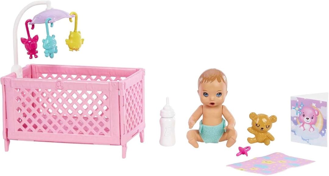 Barbie Skipper Babysitters Inc Crib Toy Playset with Skipper Doll, Baby Doll with Sleepy Eyes, Furniture Accessories.
40%
off view 6