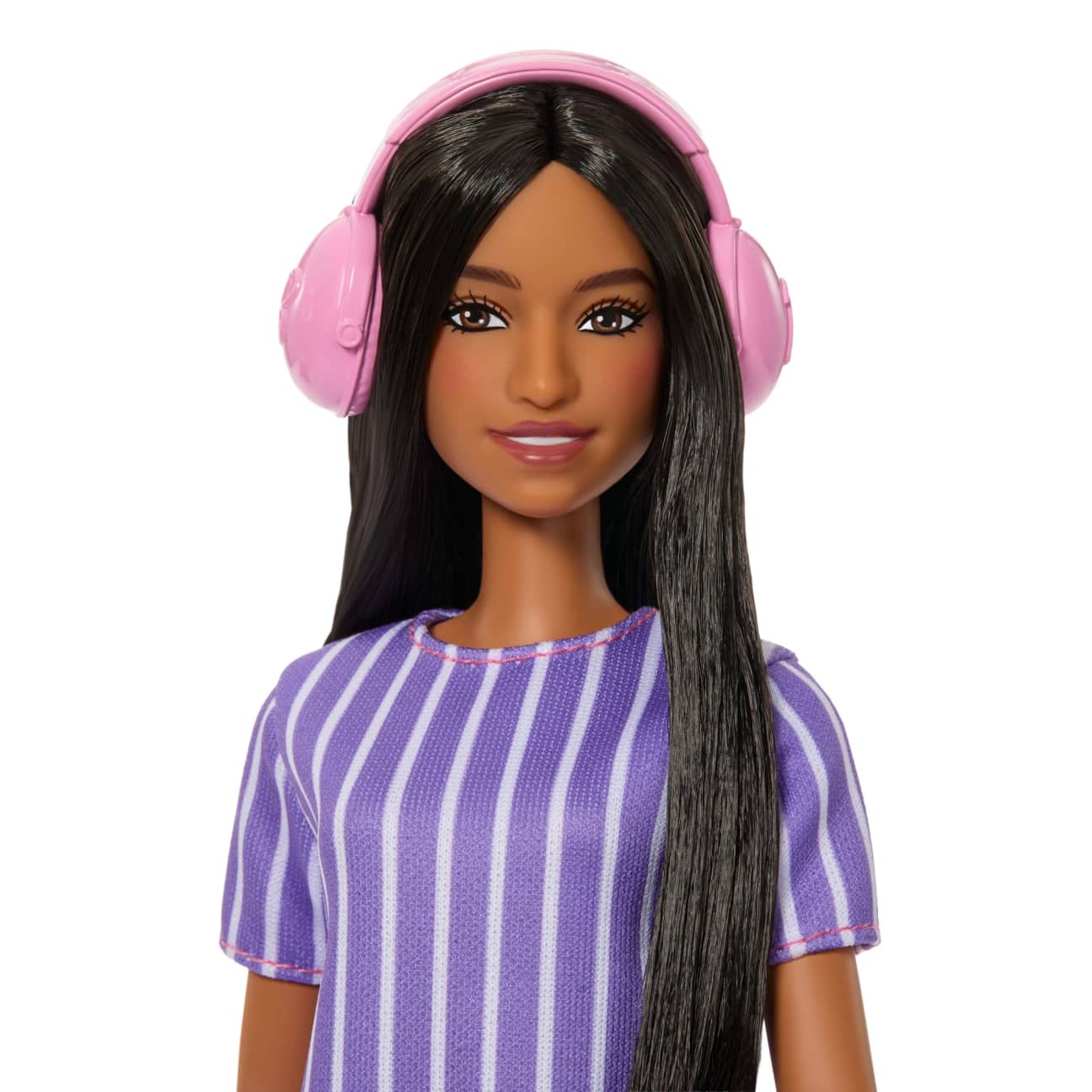 Barbie Fashionistas Doll #245 in Purple Striped Dress, Autistic Barbie With Accessories view 4