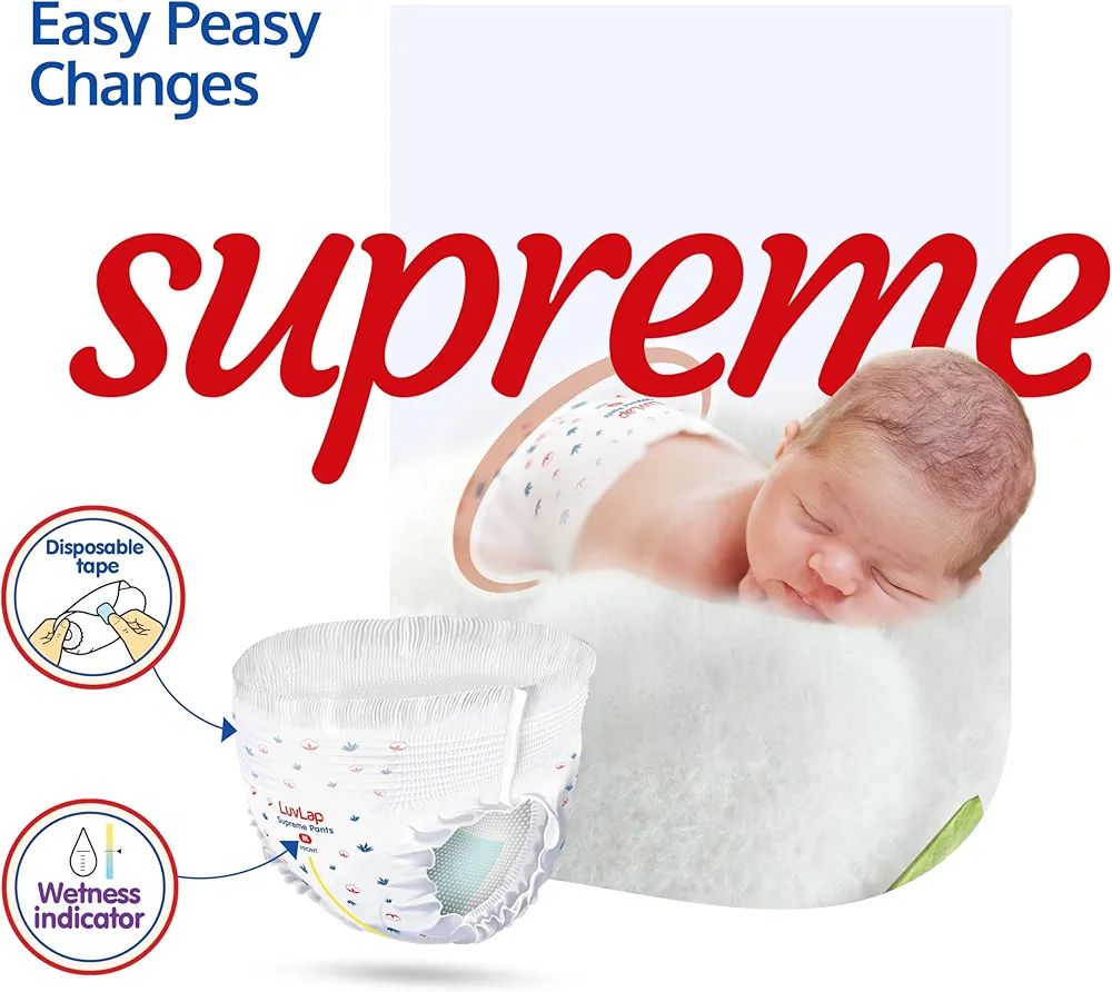 LuvLap Supreme Diaper Pants Large (LG) 9 to 14Kg, 32 Pcs, 360° skin care with 10 million breathable pores, Aloe Vera for superior Rash prevention, upto 12hr protection, 5 layer super light core view 2