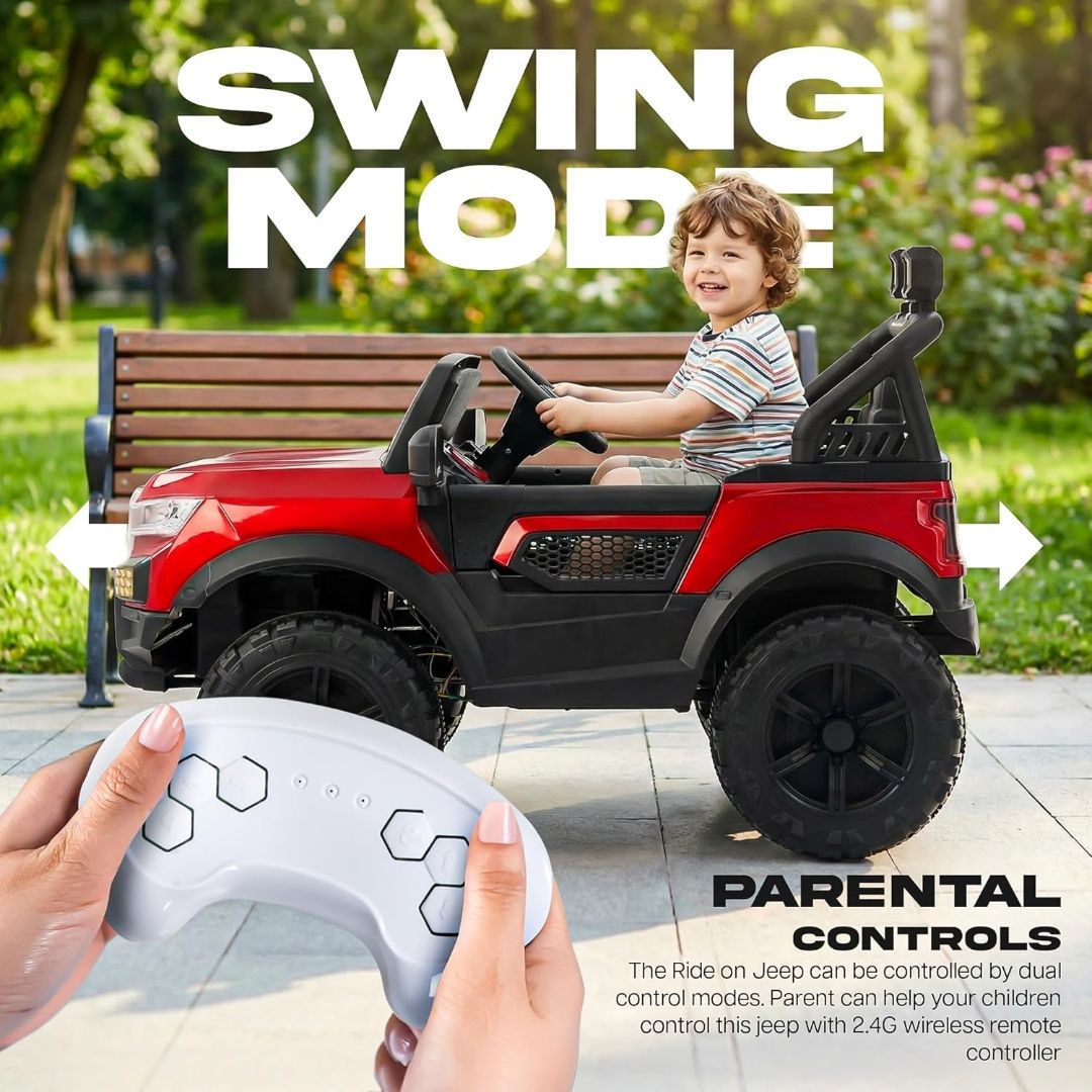 Baybee RogueX Battery Operated Jeep for Kids with Parental Control | Baby Ride On Electric Car with RGB Lights, Music & Swing Mode | Rechargeable Battery Car for Kids 2 to 6 Years (Metallic Red)
Mj178 view 5