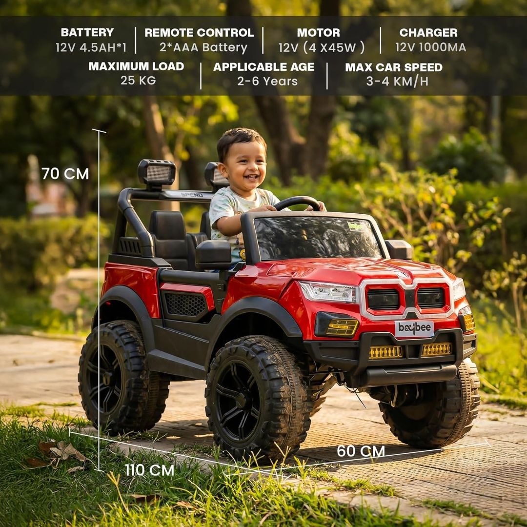 Baybee RogueX Battery Operated Jeep for Kids with Parental Control | Baby Ride On Electric Car with RGB Lights, Music & Swing Mode | Rechargeable Battery Car for Kids 2 to 6 Years (Metallic Red)
Mj178 view 7