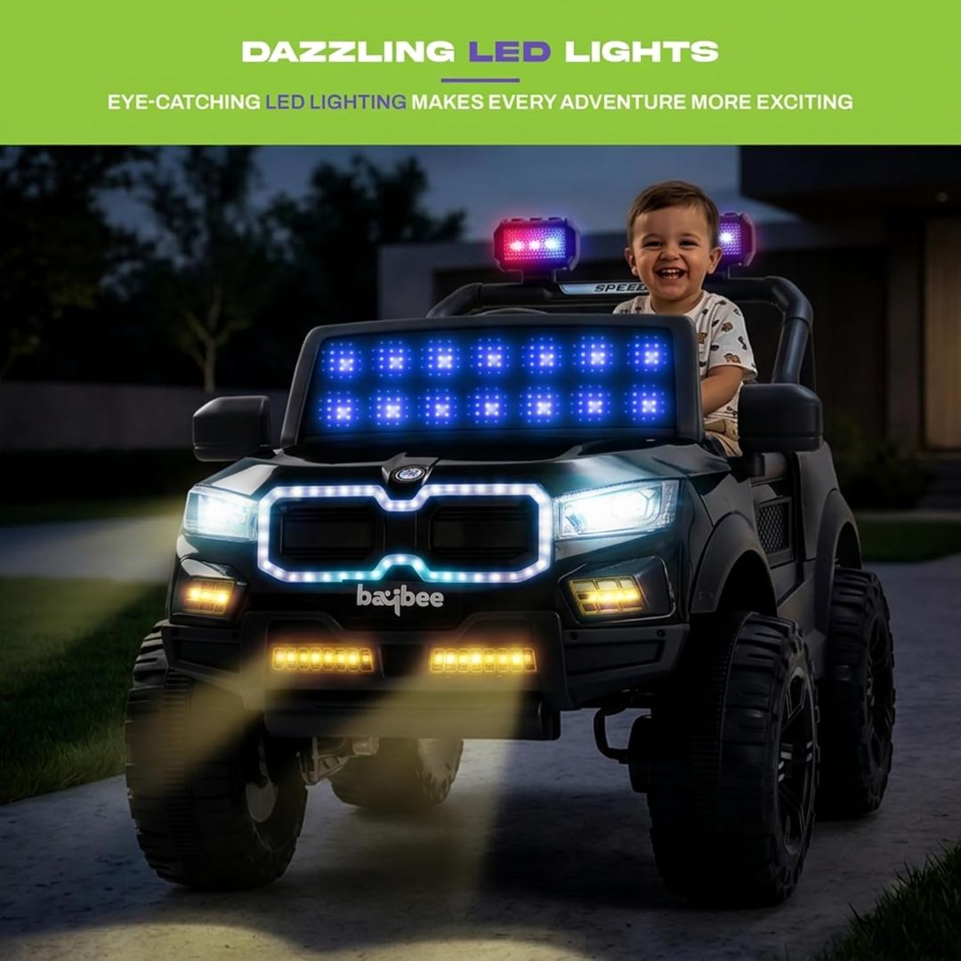 Baybee RogueX Police Edition Battery Operated Jeep for Kids with Parental Control, Baby Ride On Electric Car with RGB Lights, Music & Swing Mode, Rechargeable Battery Car for Kids 2 to 6 Years (Black) view 4