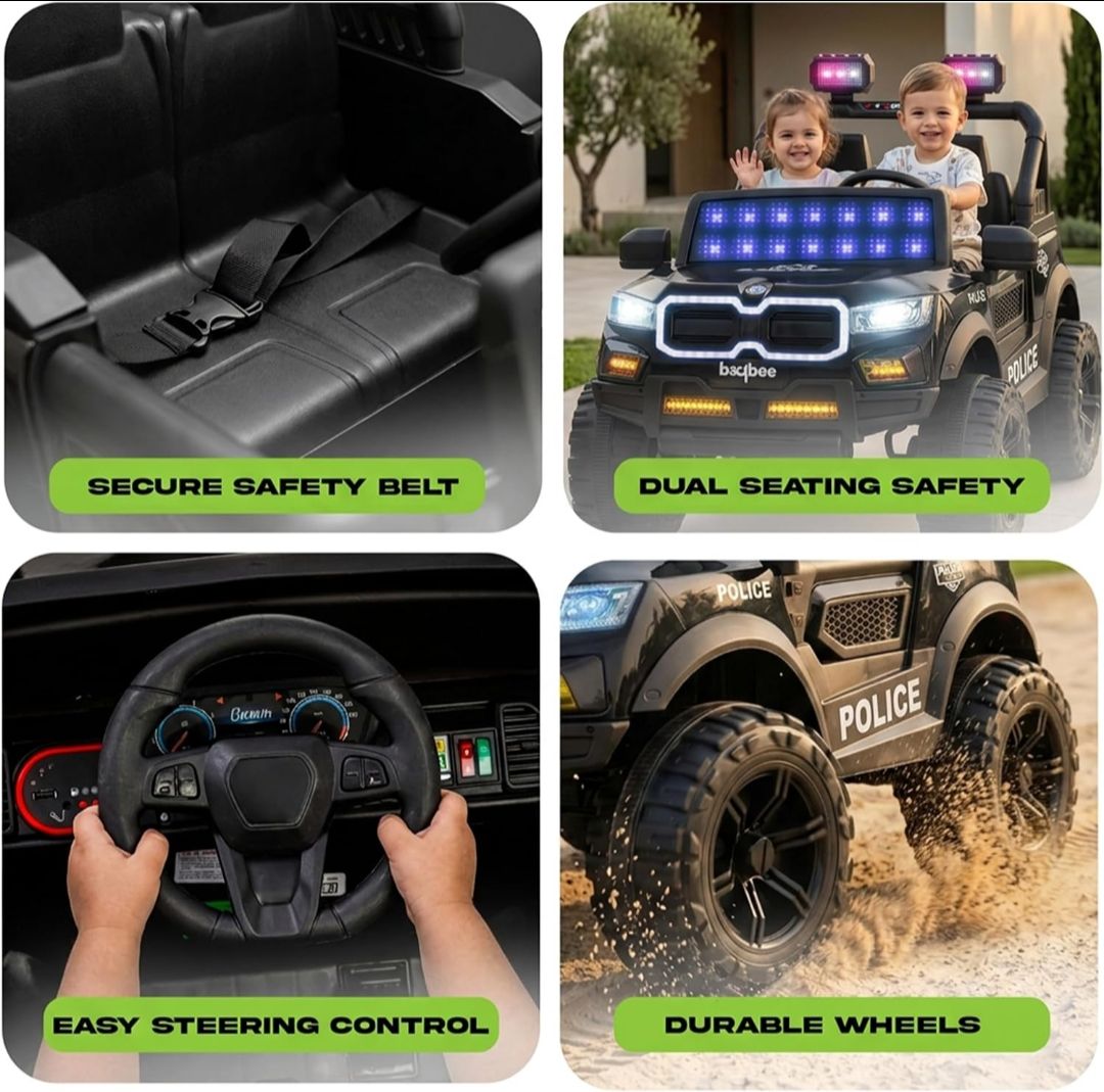 Baybee RogueX Police Edition Battery Operated Jeep for Kids with Parental Control, Baby Ride On Electric Car with RGB Lights, Music & Swing Mode, Rechargeable Battery Car for Kids 2 to 6 Years (Black) view 6