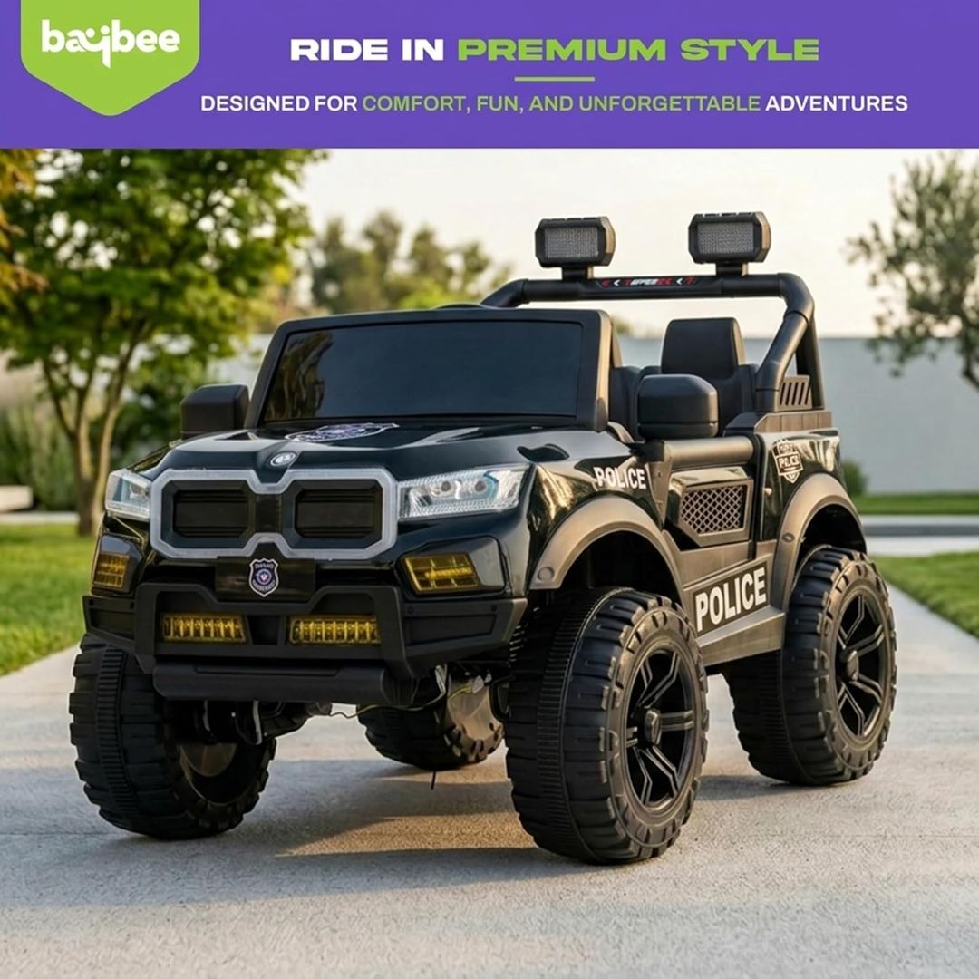 Baybee RogueX Police Edition Battery Operated Jeep for Kids with Parental Control, Baby Ride On Electric Car with RGB Lights, Music & Swing Mode, Rechargeable Battery Car for Kids 2 to 6 Years (Black) view 8