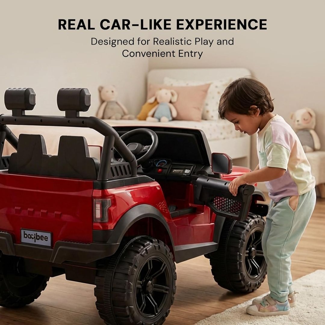 Baybee RoverX Battery Operated Jeep for Kids with Parental Control | Baby Ride On Electric Car with RGB Lights, Music & Swing Mode | Rechargeable Battery Car for Kids 2 to 6 Years (Metallic Red)Mj179 view 8