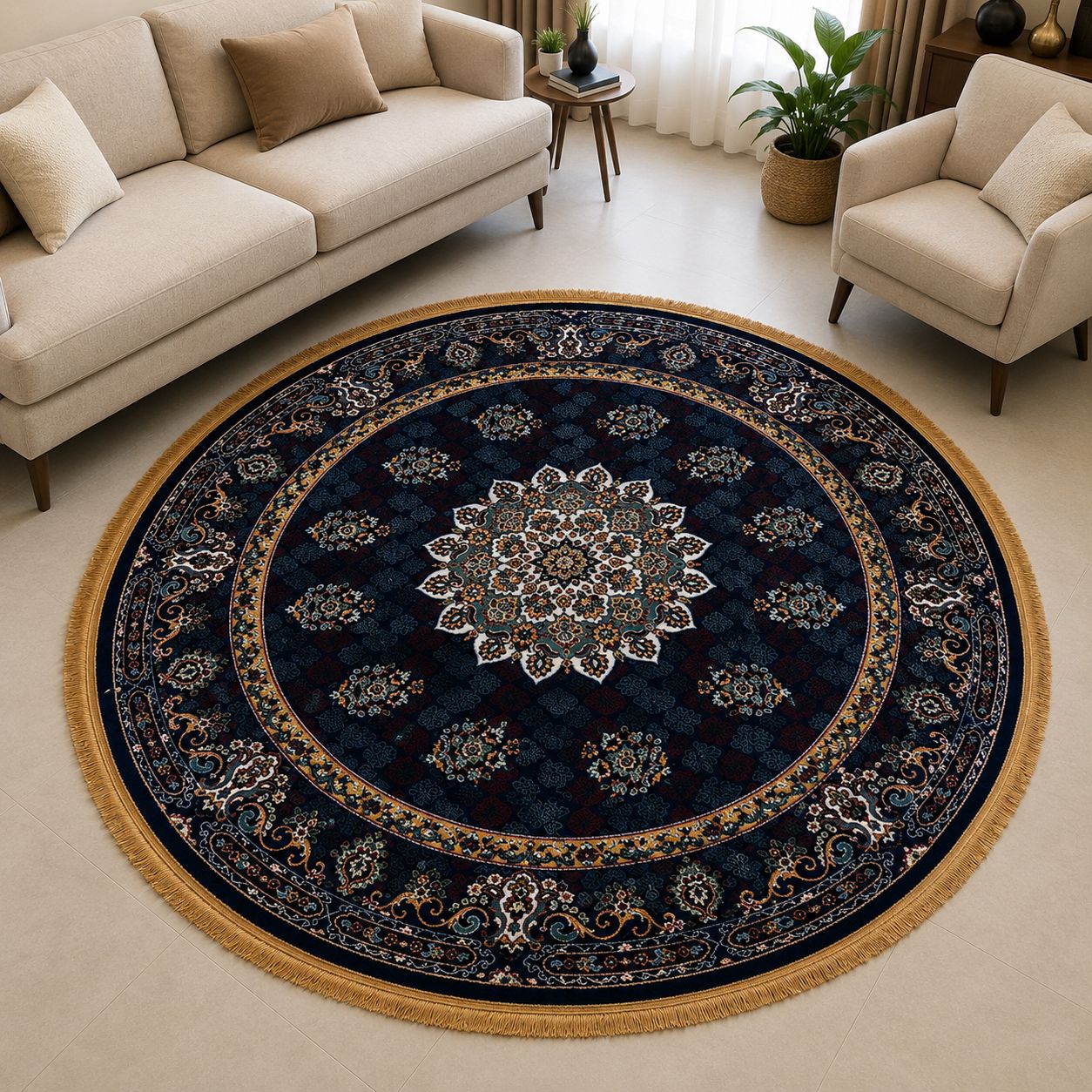 Imported Tufted Round Carpet – 6 × 6 Feet view 3