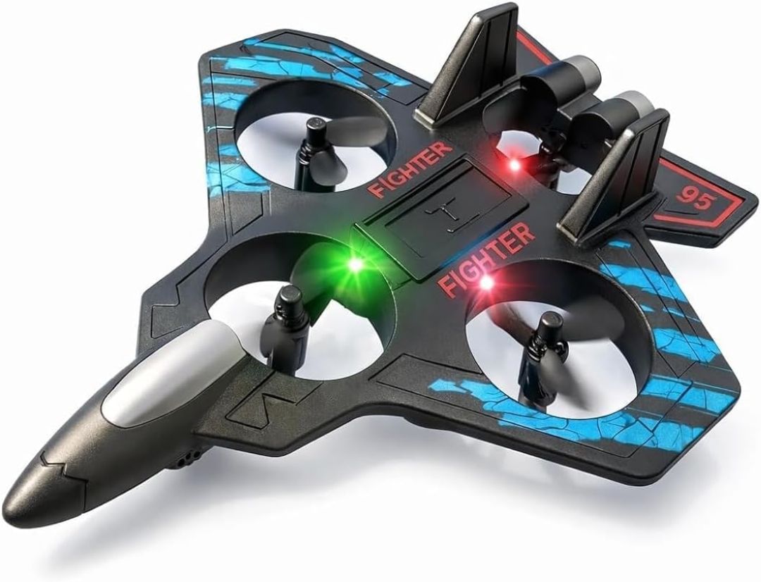 Remote Controlled Fighter Plane RC Airplane Easy to Fly Stable Jet Fighter Toy for Kids LED Lights, 360° Hovering & Stunt Roll Flying Plane view 2