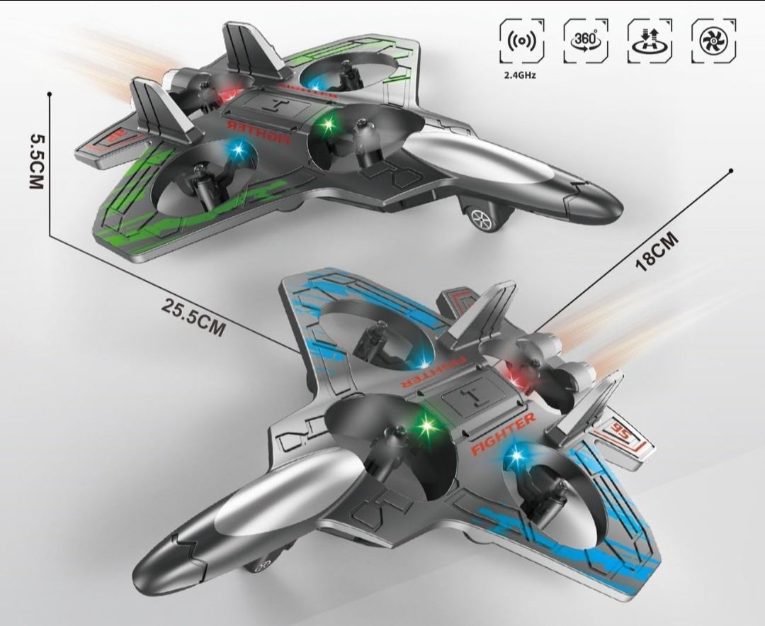 Remote Controlled Fighter Plane RC Airplane Easy to Fly Stable Jet Fighter Toy for Kids LED Lights, 360° Hovering & Stunt Roll Flying Plane view 3
