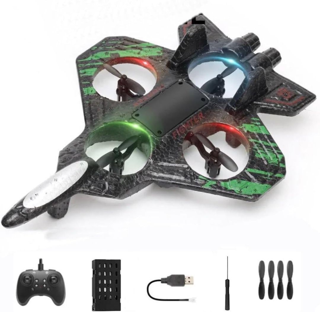 Remote Controlled Fighter Plane RC Airplane Easy to Fly Stable Jet Fighter Toy for Kids LED Lights, 360° Hovering & Stunt Roll Flying Plane view 4