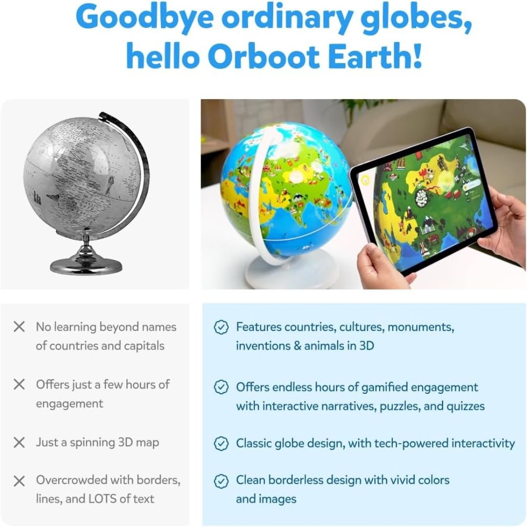 Shifu Orboot Earth - Interactive AR World Globe for Kids 4-10 Years (App Based Globe, without borders/names, Device Not Included)(PVC, Multi color) view 5