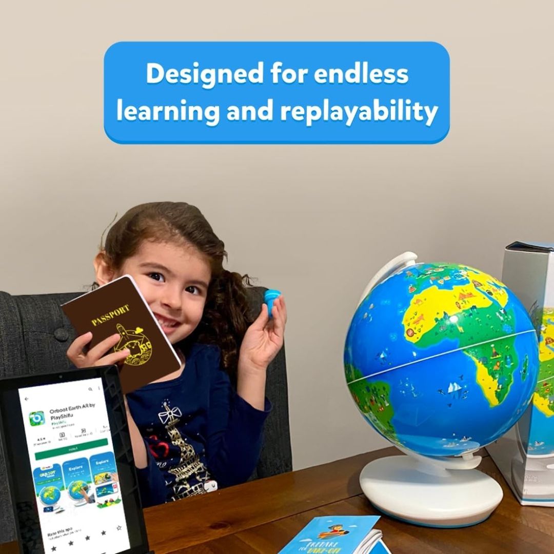 Shifu Orboot Earth - Interactive AR World Globe for Kids 4-10 Years (App Based Globe, without borders/names, Device Not Included)(PVC, Multi color) view 6