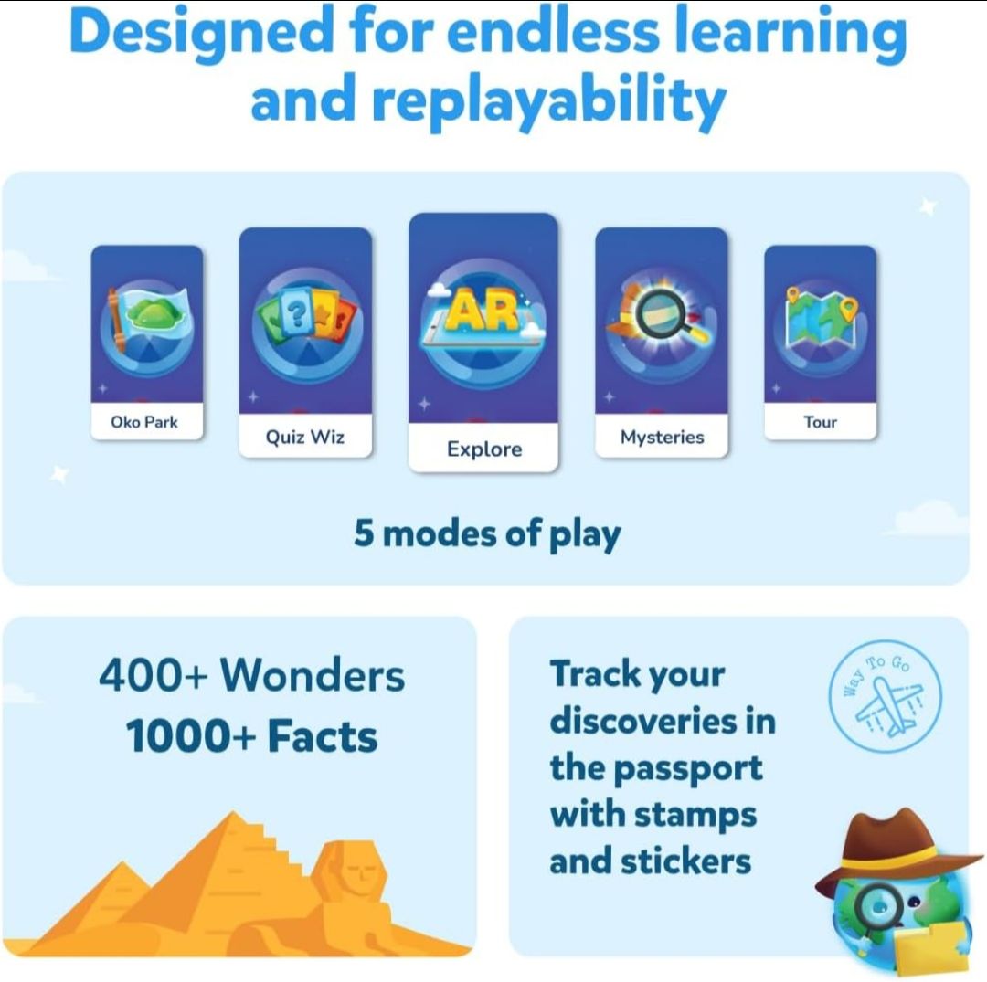 Shifu Orboot Earth - Interactive AR World Globe for Kids 4-10 Years (App Based Globe, without borders/names, Device Not Included)(PVC, Multi color) view 4